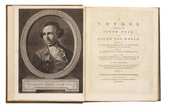 TRAVEL  COOK, JAMES. Complete set of first editions of the Southern Hemisphere, South Pole, and Pacific Ocean voyages. 1773-77-84